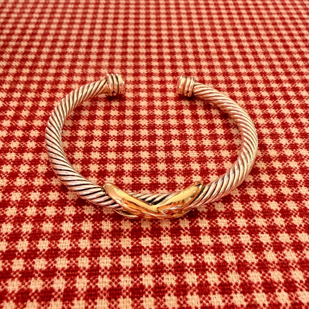 Elegant Twisted Silver and Gold Bracelet